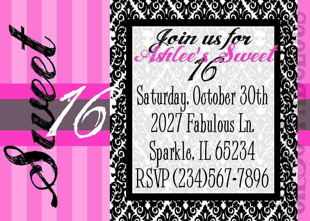 16th Birthday Party Invitations â Fleeciness Info